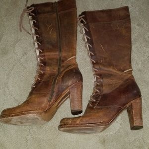 Vintage Frye lace/zip up boots
